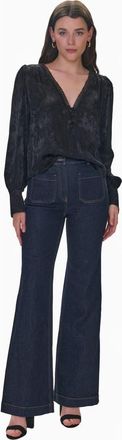 Rebecca Taylor Audrey Jacquard Blouse in Noir at Nordstrom, Size X-Large