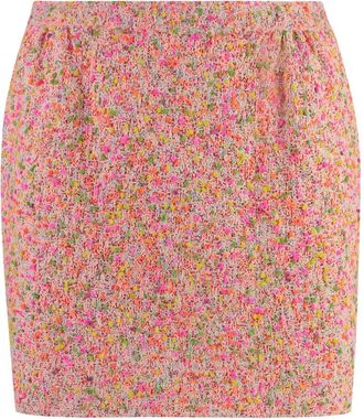 St. John Boucle Knit Skirt - Dames - Korte rokken - Veelkleurig - 2XS - Katoen - Rokken