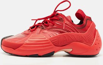 Lanvin Dark Red Mesh And Rubber Flash X Lace Up Sneakers