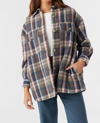 O'Neill Chance High Pile Lined Flannel Jacket In Oil Green