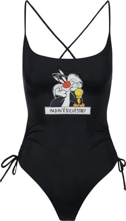 Iceberg Zwarte jumpsuit met Looney Tunes-print op de borst - Dames - Badpakken - Zwart - S - Badmode