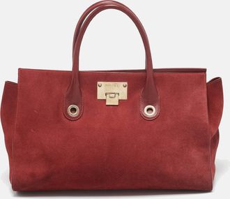 Jimmy Choo London Red Suede And Leather Riley Tote