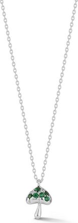 Sphera Milano Mushroom Cubic Zirconia Pendant Necklace in Silver/Green at Nordstrom Rack