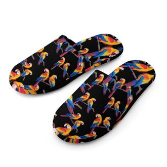 Generic Cute Parrots Birds Mens Cozy Memory Foam Slippers Warm Cotton House Shoes Comfy Slipper for Indoor Outdoor