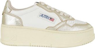 Autry White And Gold Platform Sneakers