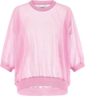 Nude Pink Semi-sheer Cotton Sweater