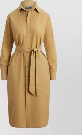 Polo Ralph Lauren linen cotton shirt dress belted waist midi