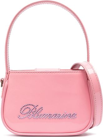 Blumarine crystal-embellished logo tote bag - women - Patent Calf Leather/Cotton - One Size - Pink