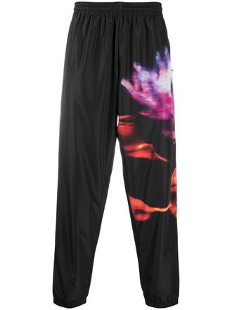 Marcelo Burlon flower print track pants - men - Nylon/Polyamide/Polyester - M - Black