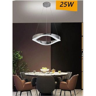 Trade Shop Trade Shop Traesio - Trade Shop - Lampadario Led Soffitto 25 w Sospeso In Acciaio Cristallo Luce Fredda 8000k B72