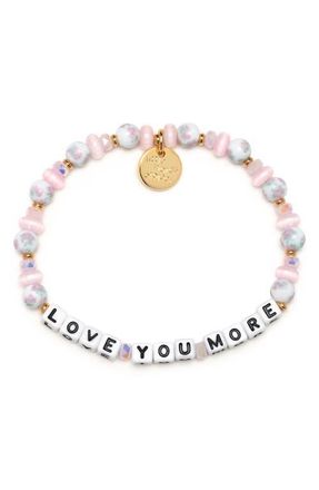 Little Words Project Love You More Beaded Stretch Bracelet in White at Nordstrom, Size Small