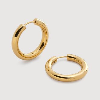 Monica Vinader Gold Click Medium Hoop Earrings