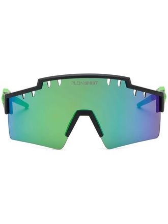 Plein Sport shield-frame mirrored sunglasses - Blue