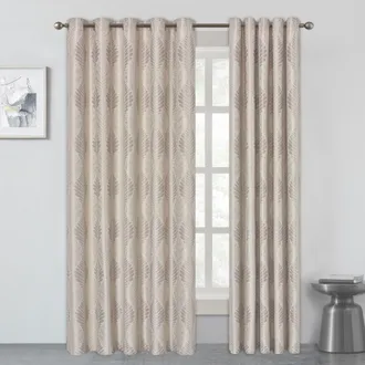 Lewis's Clarion Patterned Eyelet Curtains - Natural - Width 90 x Drop 90 (229 x 229cm) | TJ Hughes