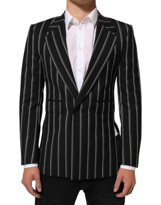 Dolce & Gabbana Black Stripes SICILIA 1 Button Suit Mens Blazer
