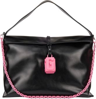 GCDS Shoulder Bags, female, Black, Size: ONE SIZE Logo-lettering Shoulder Bag