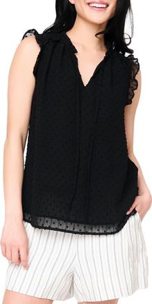 Gibsonlook Clip Dot Ruffle Accent Top in Black at Nordstrom, Size Xx-Small