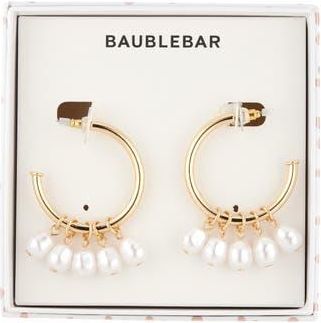 BaubleBar Miss Pearl-Sonality Hoop Earrings at Nordstrom Rack