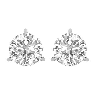Diamond2Deal 14k Gold 0.50Ct Round Lab Grown Diamond Stud Earrings 3 Prong