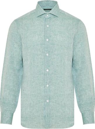 Barba Heren, Overhemden, Groen, Maat: 4XL Linnen