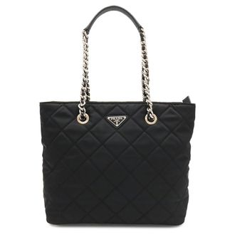 Prada Black Nero Nylon Leather Shoulder Bag Tote Bag (Pre-Owned)