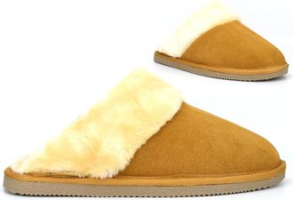 Generic Ladies Suede Slippers Womens Slip On Slippers Size 3 Womens Faux Fur Slipper Size 7 Suede Slipper Rubber Sole Faux Fur Slip On Sizes 3-9 Sand 3 UK