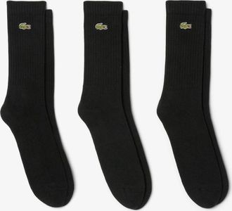 Lacoste Mens Lacoste 3 Pack Sport Mens High Cut Socks - Black/Black-Black 8VM - Black/Black/Black - Size: 9/9.5/10/10.5/11