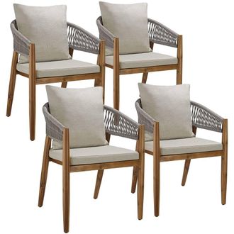 TecTake Garden Chair Manacor in Beige | Size: 4 Person