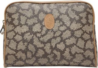 Saint Laurent Beige Brown Leather Pvc Clutch Bag (Pre-Owned)