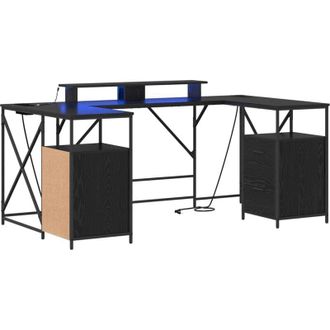 vidaXL Vidaxl - Escritorio Roble Negro 182 X 101 X 87.5 Cm Madera Contrachapada