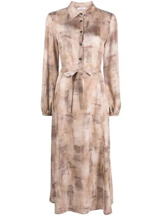 PESERICO button-up belted midi dress - women - Viscose - 38 - Neutrals