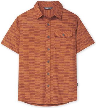 Stio | Mens Curtis Camp Shirt Short Sleeve, Size Extra Large in Fired Brick Crags | Cotton