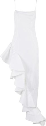 Giuseppe Di Morabito White Cotton Dress With Asymmetrical Ruffle Detail