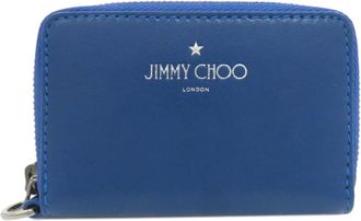 Jimmy Choo London Blue Leather Coin Purse/Coin Case (Pre-Owned)