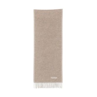 Fendi Bufanda de Cachemira con Intarsia de Logo - Accessories - Hombre - Beige - ONE SIZE