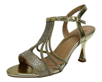 Generic Womens Diamante Heel Glitter Wedding Prom Party Ankle Strap Bridal Sandals (Gold, UK Footwear Size System, Adult, Women, Numeric, Medium, 6.5)