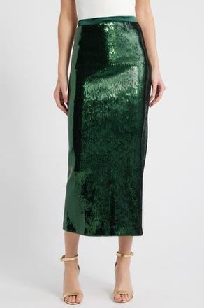 BOSS Eluxia Sequin Midi Skirt in Open Grn at Nordstrom Rack, Size Medium