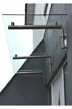 MonsterShop Glass Door Canopy & Brackets, 180cm W, 80cm D in White