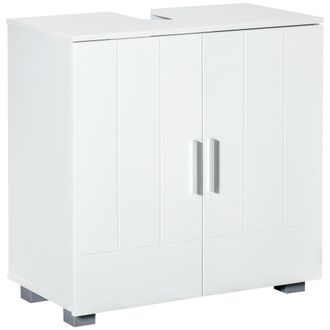 Kleankin Bathroom Pedestal Under Sink Cabinet with Adjustable Shelf - White | TJ Hughes