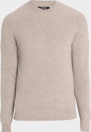 Cesare Attolini Mens Cashmere Melange Rib Crewneck Sweater