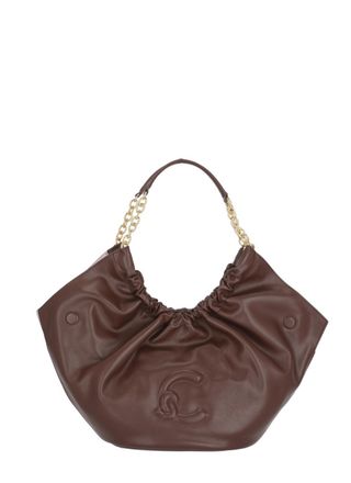 Coccinelle Bordeaux Leather Shoulder Bag with Gold Accents