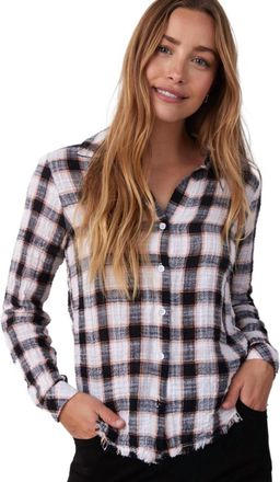 Bella Dahl Frayed Hem Button Down - Black & White Check In Black White Check