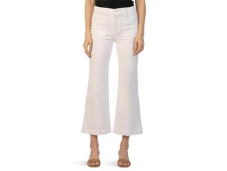Kut from the Kloth Meg High Rise Wide Leg With Patch Packets Womens Jeans Optic White : 14, Cotton/Denim/Spandex