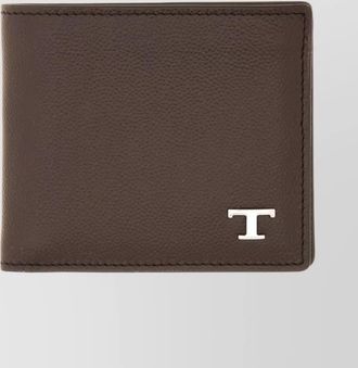 Tod's leather wallet bi-fold metal logo