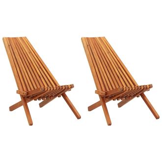 vidaXL Vidaxl - Sedie Da Giardino Pieghevoli 2 Pz In Legno Massello DAcacia