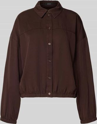 OPUS Relaxed Fit Bluse mit elastischem Bund Modell fynamo in Dunkelbraun, Gr&ouml;&szlig;e 36