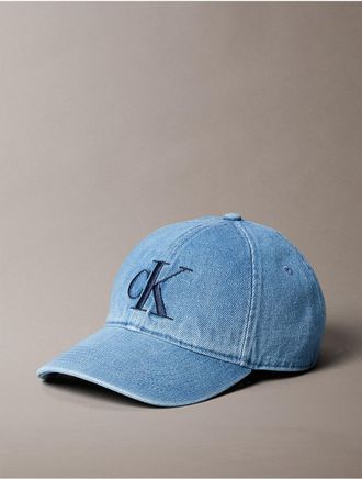 Calvin Klein Mens Denim Monogram Cap - Blue