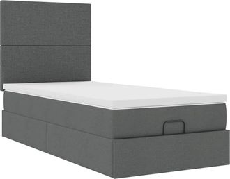 vidaXL Cama Otomana Con Colch&oacute;n Gris Oscuro 90x200 Cm Tela Vidaxl