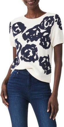 Nic+Zoe Rose Bloom Short Sleeve Sweater in Cream Multi at Nordstrom Rack, Size Xx-Large