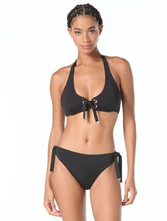 Michael Kors Grommet Solids Halter Bra Top in Black at Nordstrom, Size X-Large